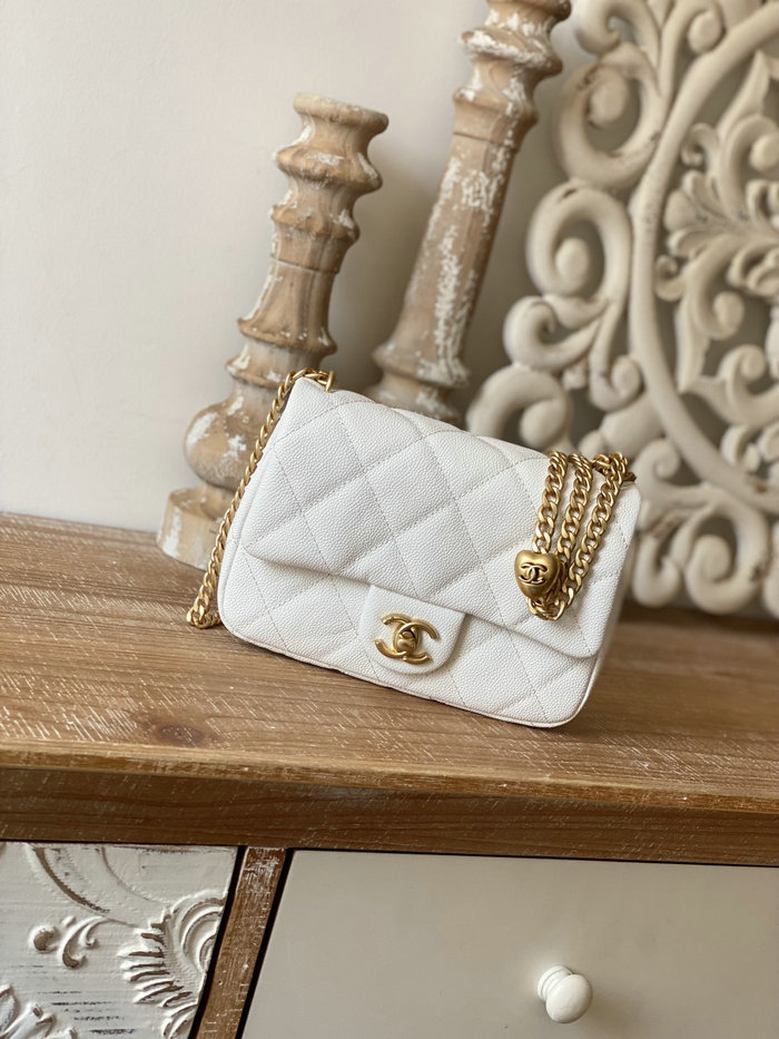 Chanel Leather Small Flap Bag White AS3829