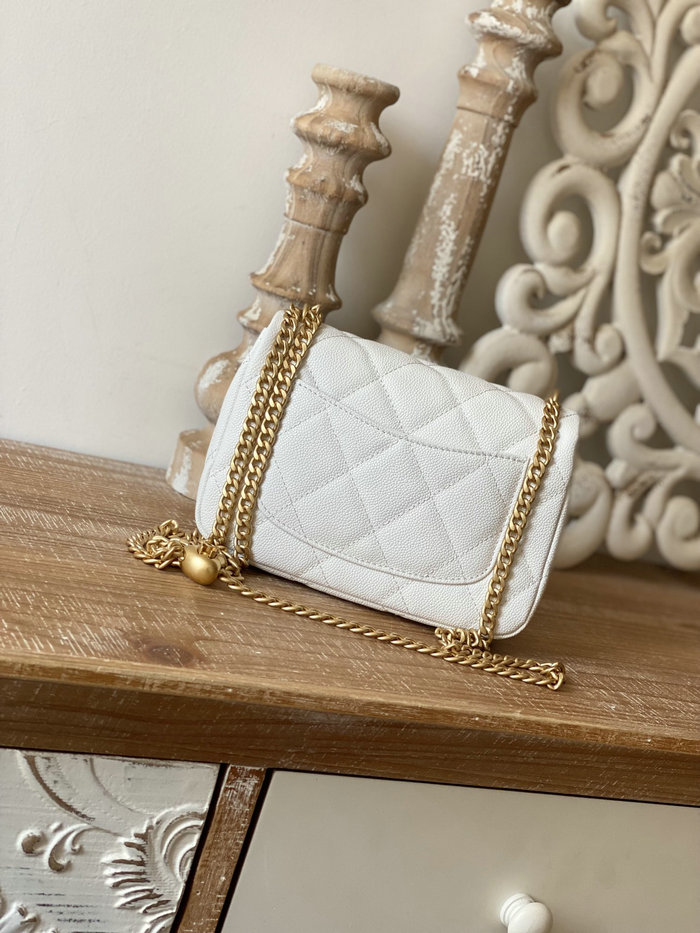 Chanel Leather Small Flap Bag White AS3829