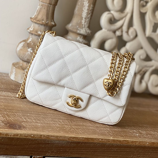 Chanel Leather Small Flap Bag White AS3829