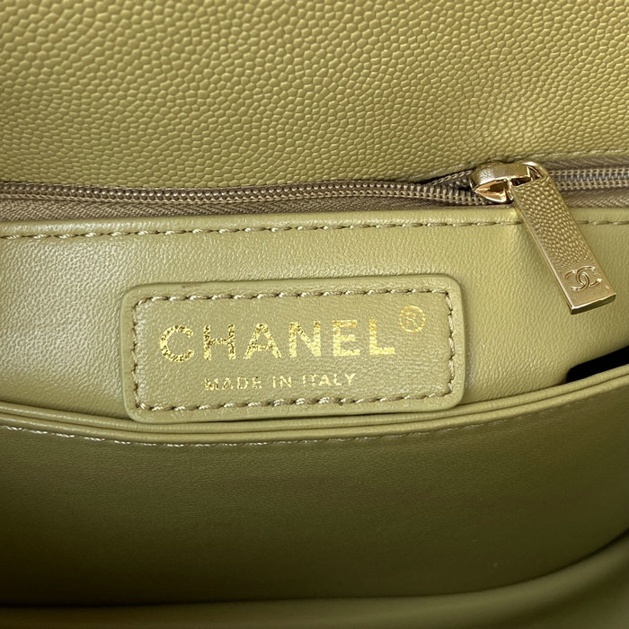 Chanel Small Coco Handle Bag White Green A92990