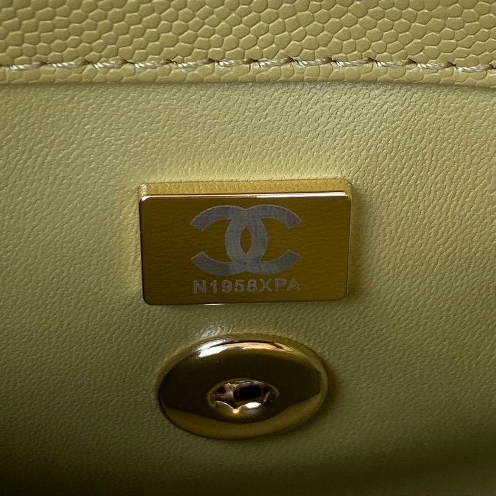 Chanel Small Coco Handle Bag White Green A92990