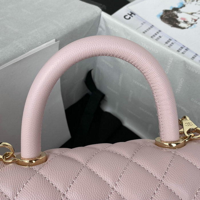 Chanel Small Coco Handle Bag White Pink A92990