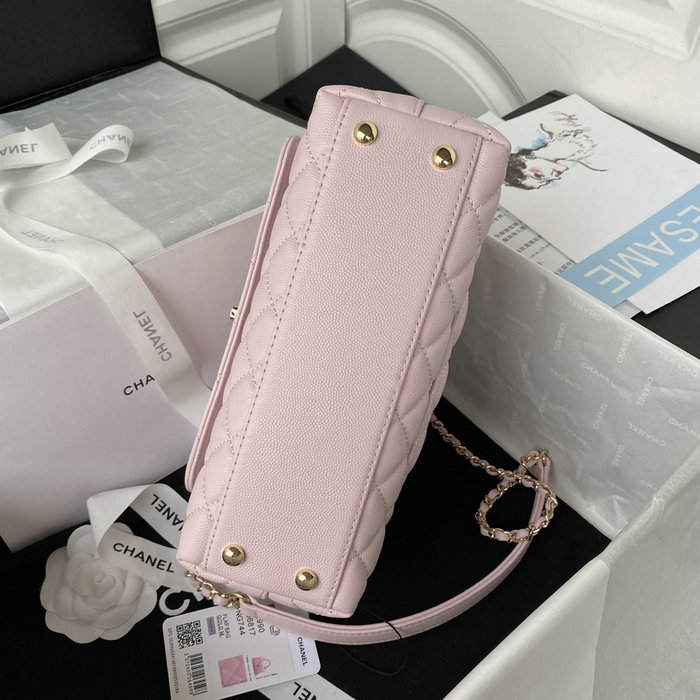 Chanel Small Coco Handle Bag White Pink A92990