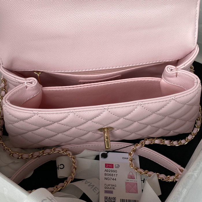 Chanel Small Coco Handle Bag White Pink A92990