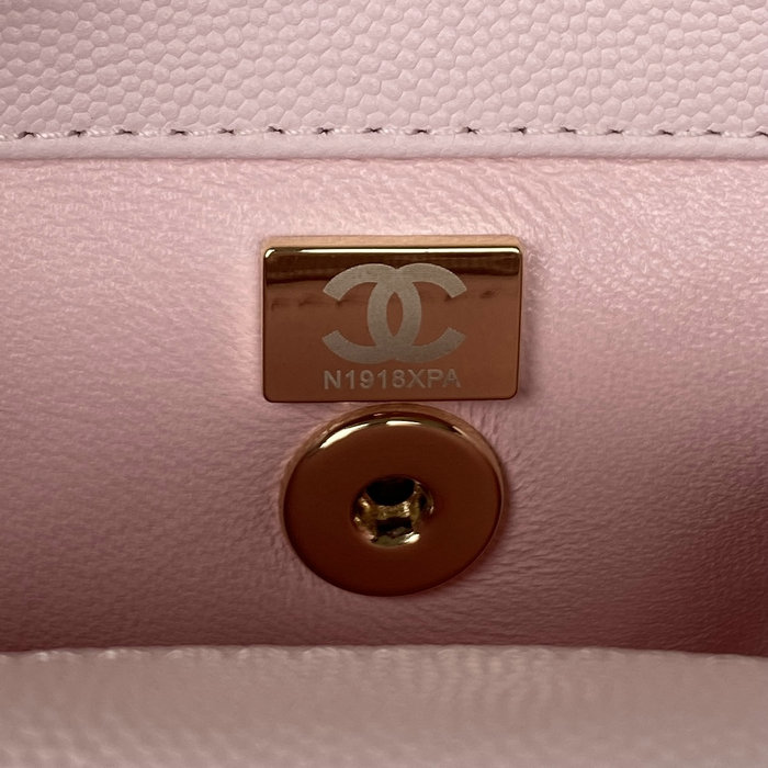 Chanel Small Coco Handle Bag White Pink A92990