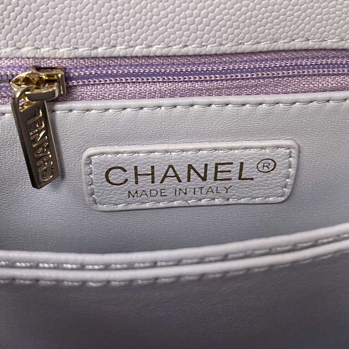 Chanel Small Coco Handle Bag White Purple A92990