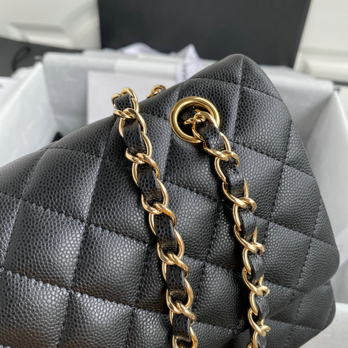 Classic Chanel Medium Flap Bag Black with Gold CF1112