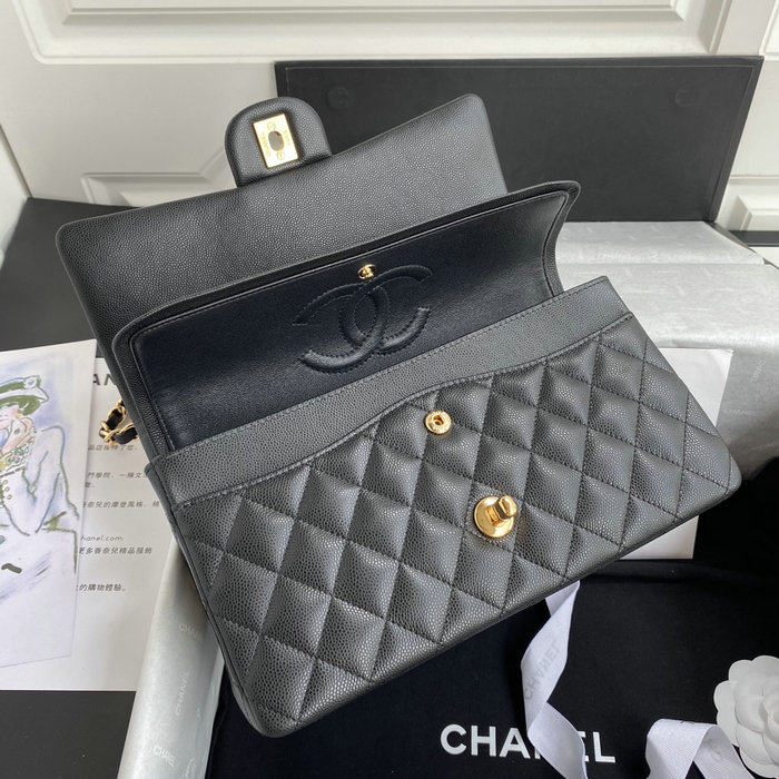 Classic Chanel Medium Flap Bag Black with Gold CF1112