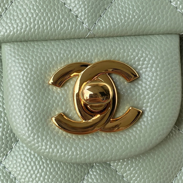 Classic Chanel Medium Flap Bag Green with Gold CF1112