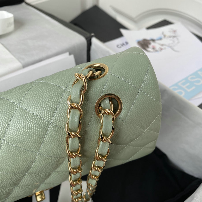 Classic Chanel Medium Flap Bag Green with Gold CF1112