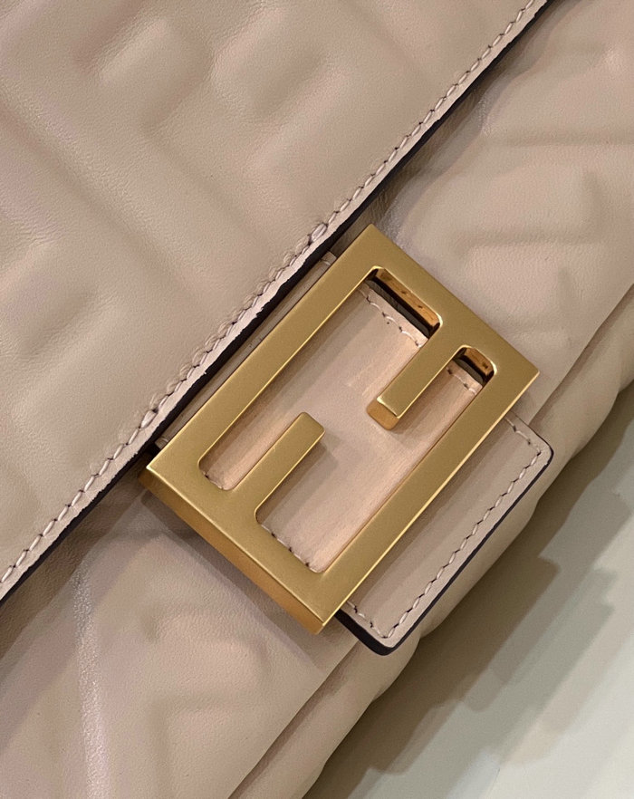 Fendi Baguette Medium Leather Bag Beige F0135