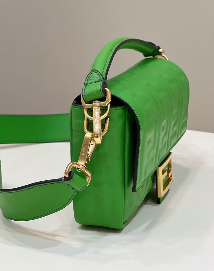 Fendi Baguette Medium Leather Bag Green F0135