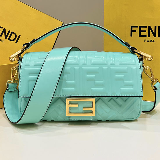 Fendi Baguette Medium Leather Bag Light Green F0135