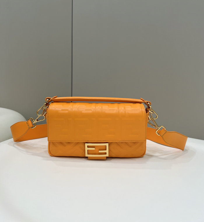 Fendi Baguette Medium Leather Bag Orange F0135