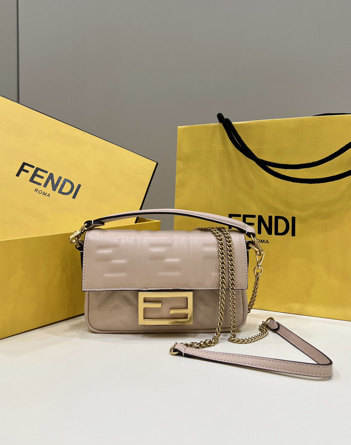 Fendi Baguette Mini leather bag Beige F0191S