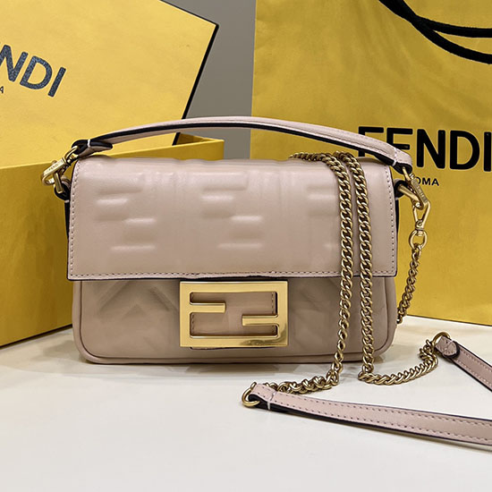 Fendi Baguette Mini leather bag Beige F0191S