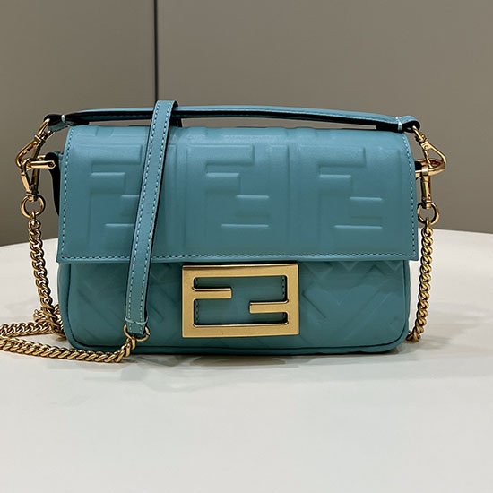 Fendi Baguette Mini leather bag Light Blue F0191S