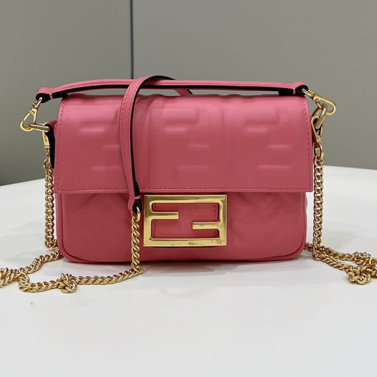 Fendi Baguette Mini leather bag Pink F0191S