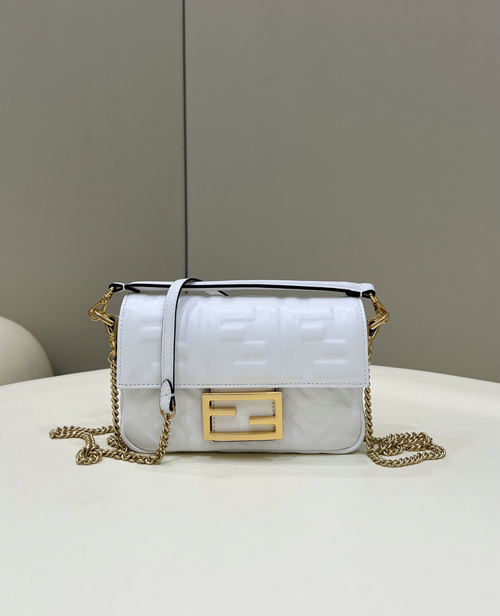 Fendi Baguette Mini leather bag White F0191S