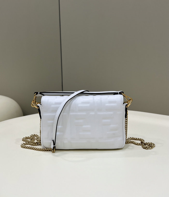 Fendi Baguette Mini leather bag White F0191S