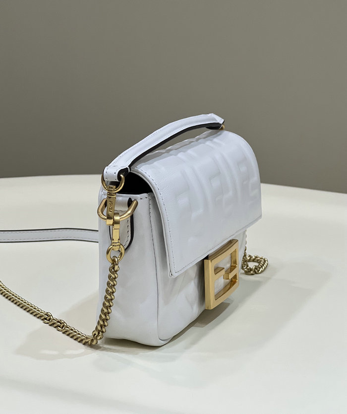 Fendi Baguette Mini leather bag White F0191S