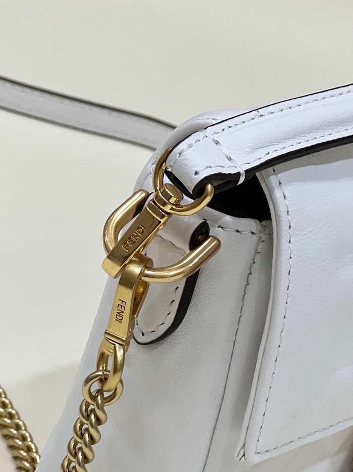 Fendi Baguette Mini leather bag White F0191S