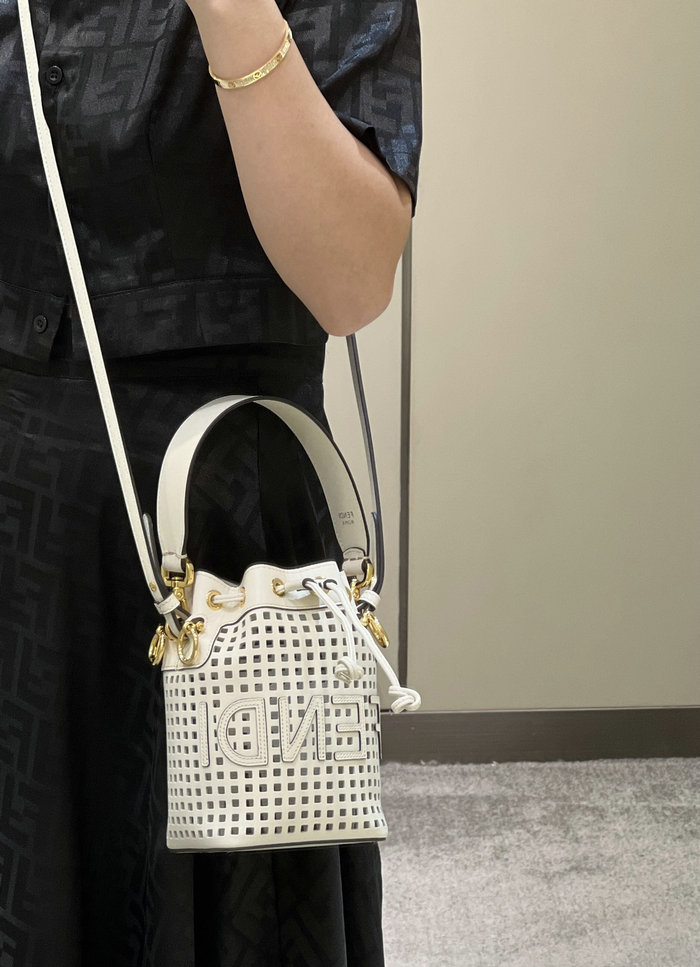 Fendi Mon Tresor Mini Bucket Bag White F8576