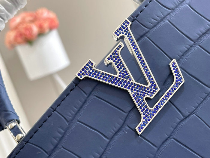 Louis Vuitton Embossed Crocodile Capucines Blue N92175