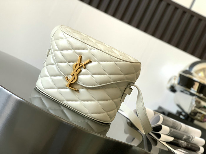 Saint Laurent Lambskin June Box Bag White 710080