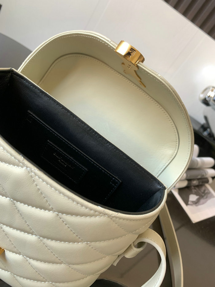 Saint Laurent Lambskin June Box Bag White 710080