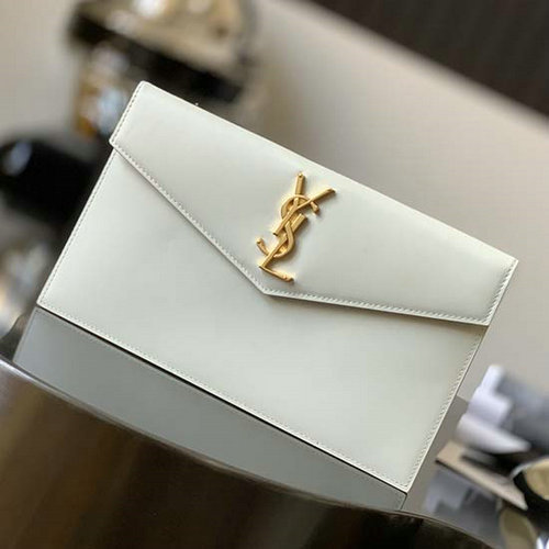 Saint Laurent Smooth Clutch Bag White 565739