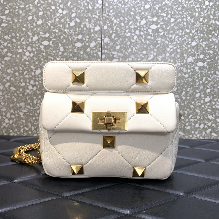 Valentino Small Roman Stud The Shoulder Bag White WB0l04