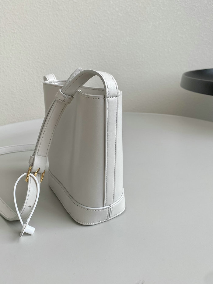 Celine Mini Bucket Cuir Triomphe White C35301