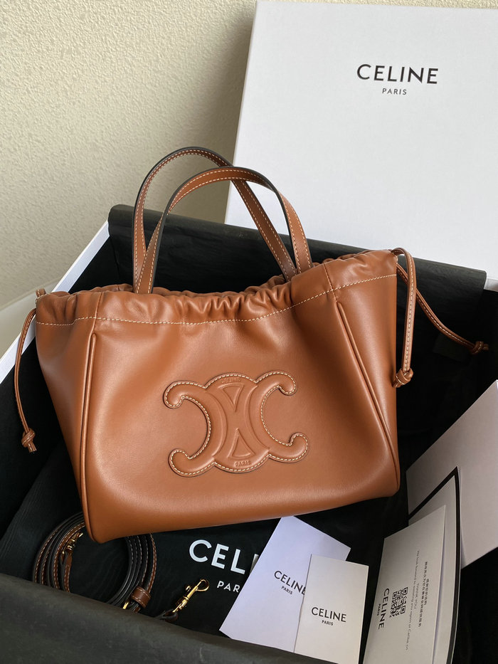 Celine Small Cabas Drawstring Cuir Triomphe Tan C35307