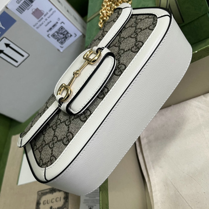 Gucci Horsebit 1955 GG Supreme shoulder bag White 735178