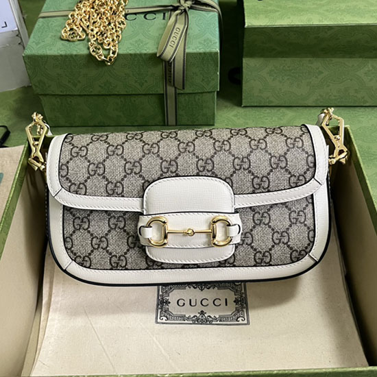 Gucci Horsebit 1955 GG Supreme shoulder bag White 735178