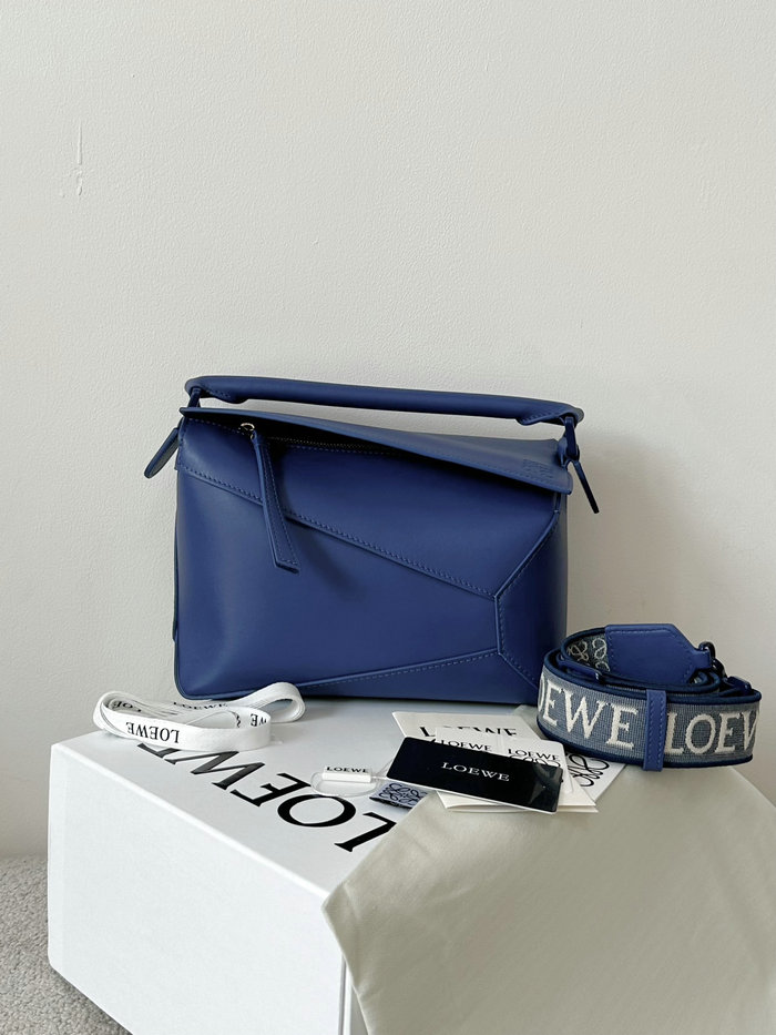 Loewe Small Puzzle Edge Leather Bag Blue L02231