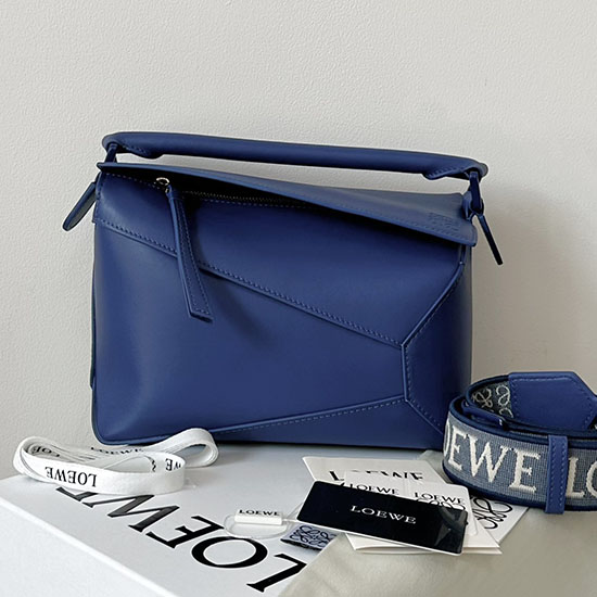 Loewe Small Puzzle Edge Leather Bag Blue L02231