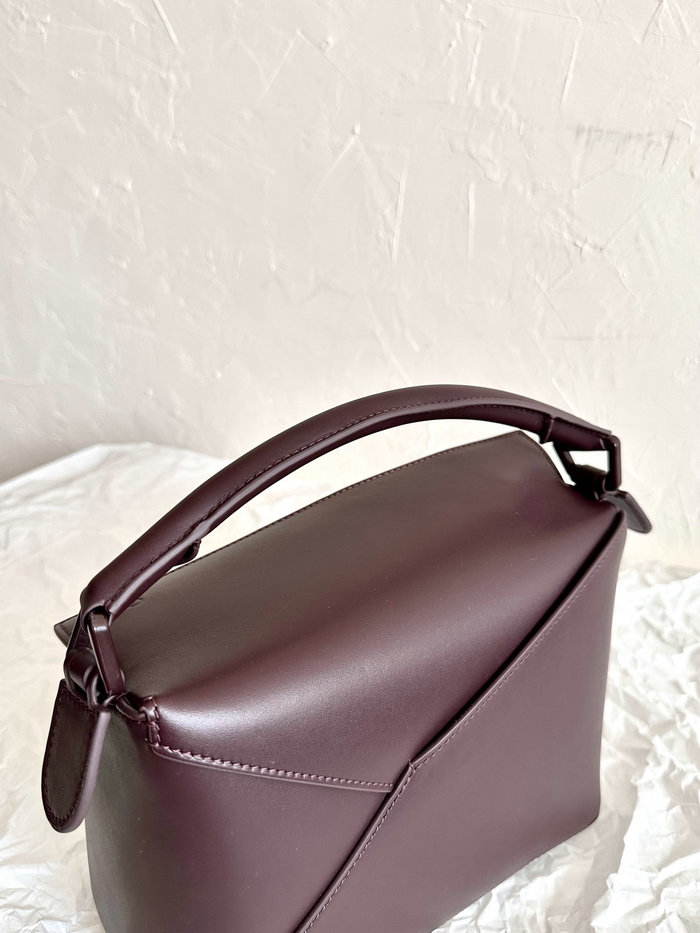 Loewe Small Puzzle Edge Leather Bag Burgundy L02231