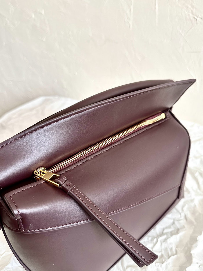 Loewe Small Puzzle Edge Leather Bag Burgundy L02231