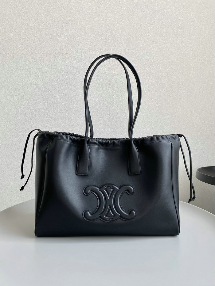 Celine Cabas Drawstring Cuir Triomphe Black CL35307