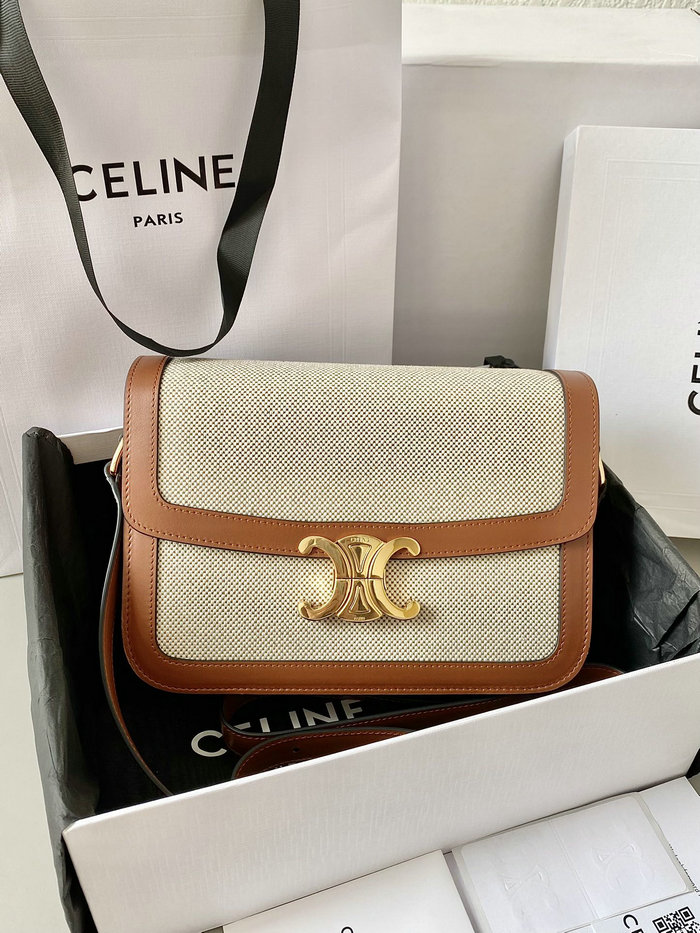 Celine Medium Triomphe Canvas Bag Beige CL35023