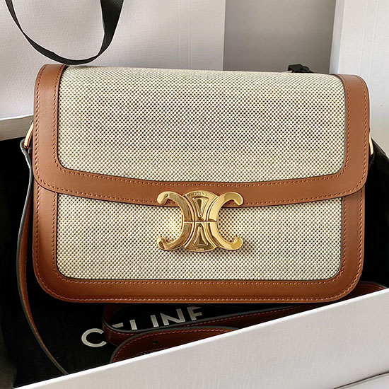 Celine Medium Triomphe Canvas Bag Beige CL35023