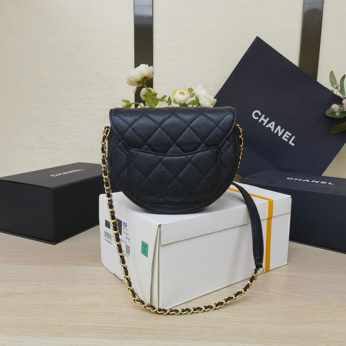 Chanel Grained Calfskin Flap Bag Black AS3876