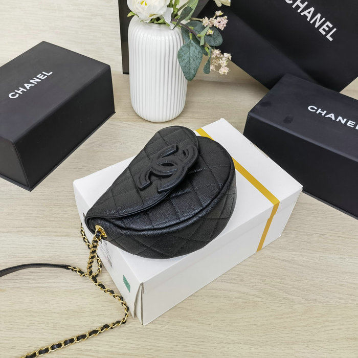 Chanel Grained Calfskin Flap Bag Black AS3876