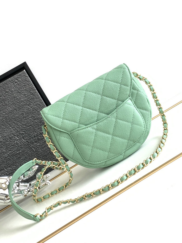 Chanel Grained Calfskin Flap Bag Green AS3876