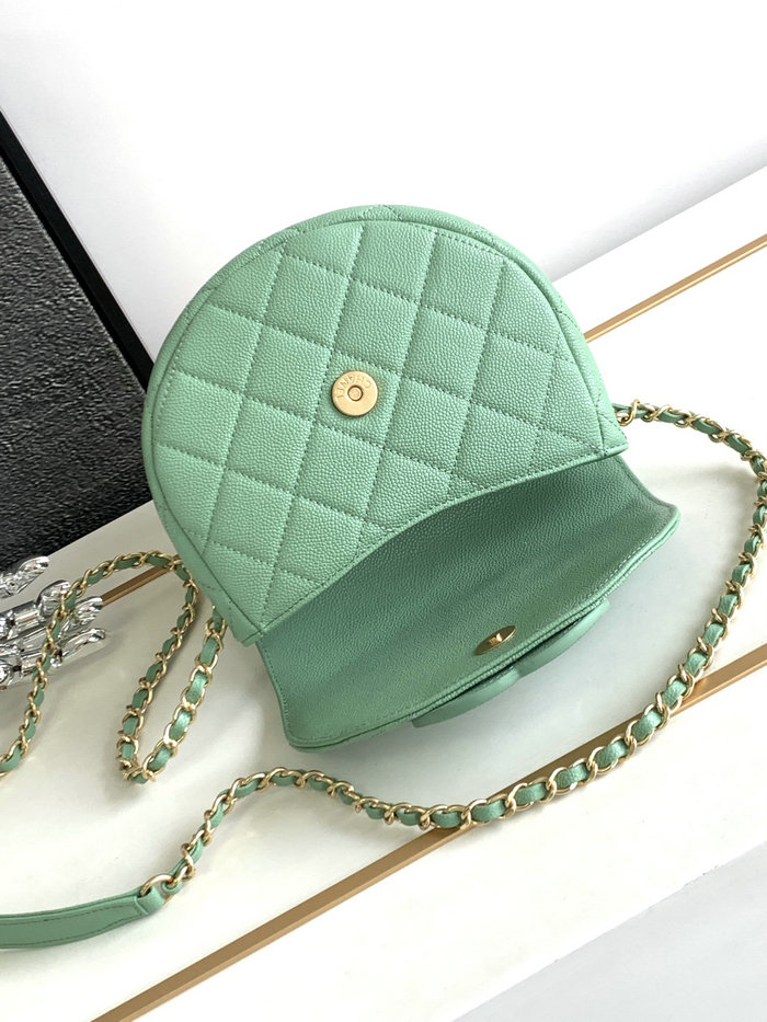 Chanel Grained Calfskin Flap Bag Green AS3876