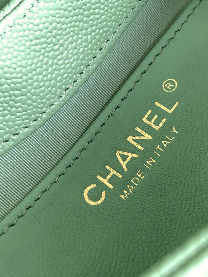 Chanel Grained Calfskin Flap Bag Green AS3876