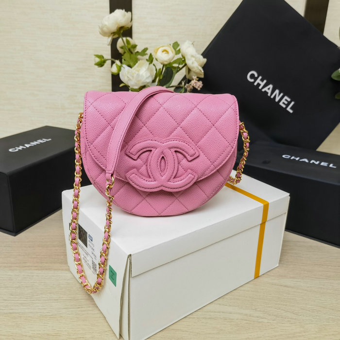 Chanel Grained Calfskin Flap Bag Pink AS3876