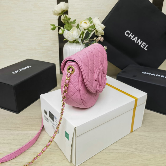 Chanel Grained Calfskin Flap Bag Pink AS3876